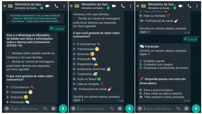 WhatsApp: Ministério da Saúde lança bot sobre coronavírus